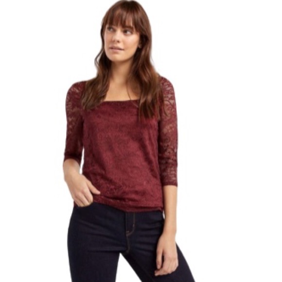 Reitmans Tops - NWT Reitmans 3/4 Sleeve Square Neck Lace Top